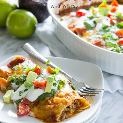 Sweet Pulled Pork Enchiladas - I Wash You Dry