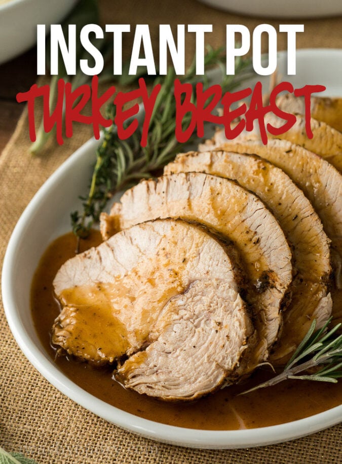 WOW! This Instant Pot Turkey Breast Recipe is the perfect way to make a delicious turkey breast in a fraction of the time. PLUS it makes the most delicious gravy all in one pot!