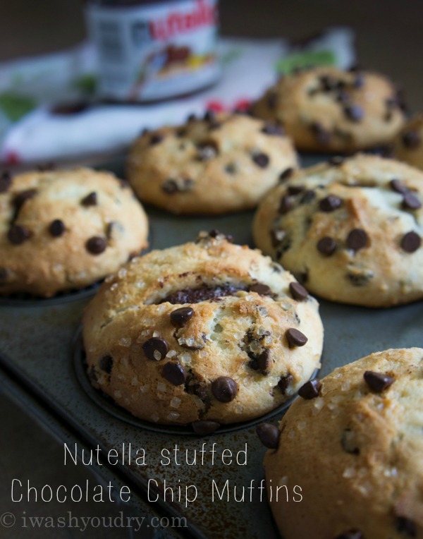 Nutella Stuffed Chocolate Chip Muffins