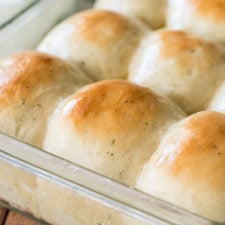 A close up of food of rolls in a pan