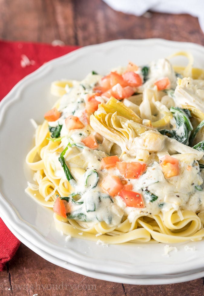 Spinach Artichoke Fettuccine Alfredo I Wash You Dry