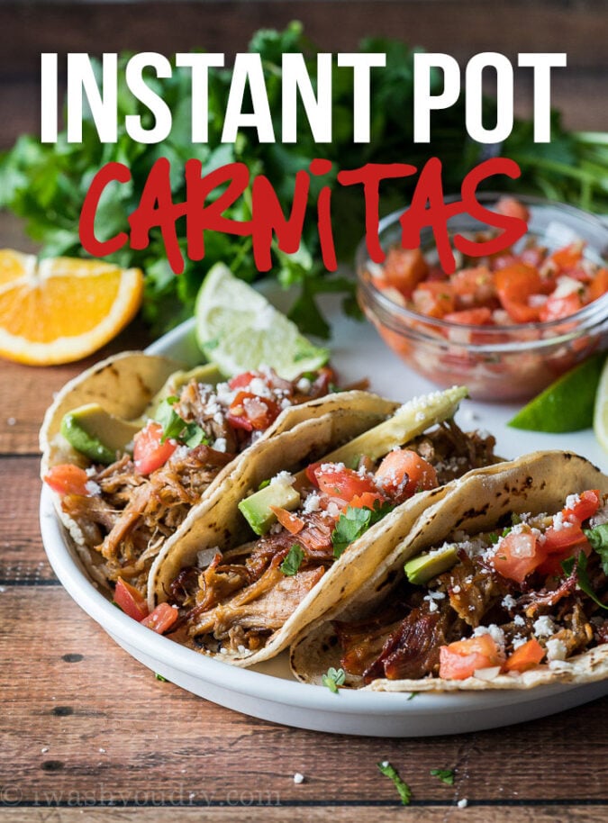 These Crispy Instant Pot Pork Carnitas are super tender in a fraction of the time, and perfectly seasoned!