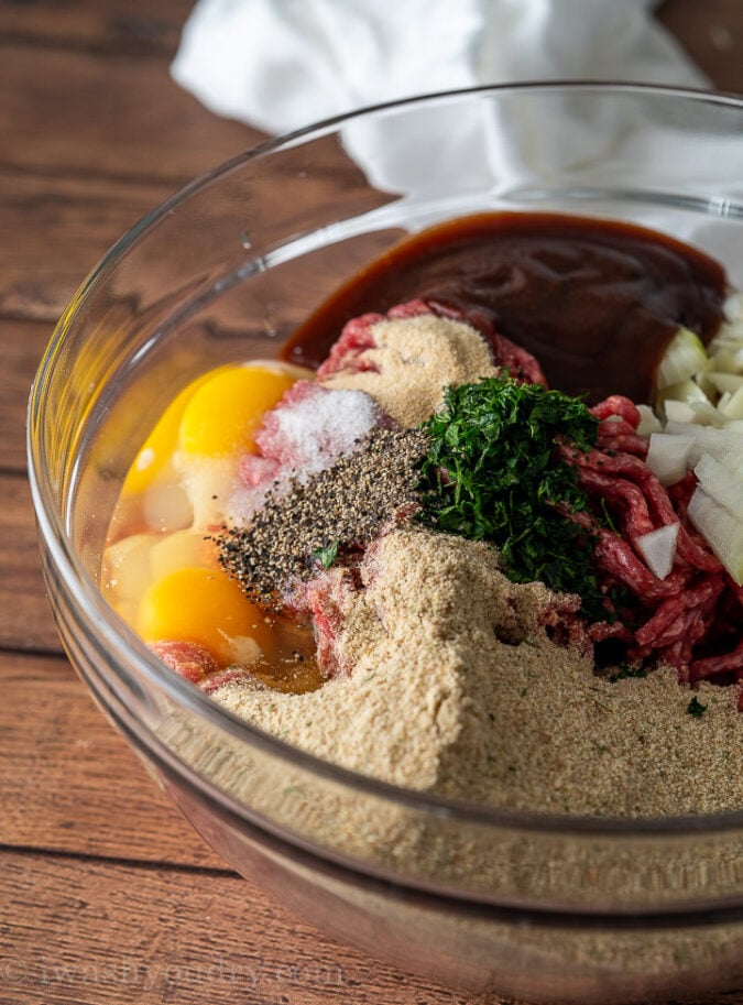 Easy Meatloaf Recipe with simple ingredients in a bowl