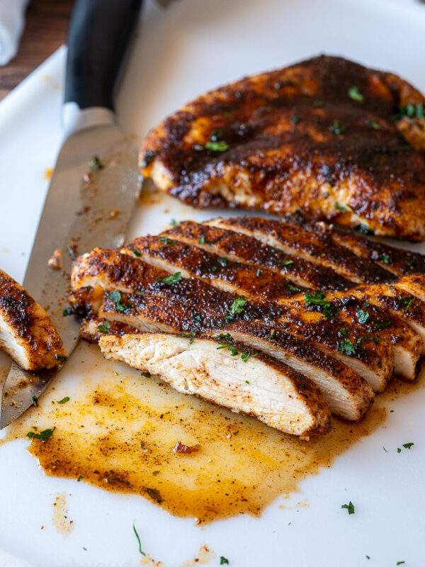 Let your chicken breast rest for at least 5 minutes under foil before slicing.