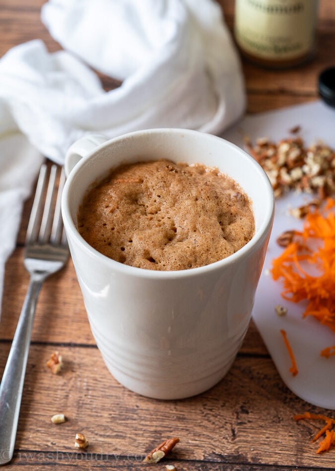 Add chopped pecans to this quick mug cake recipe!