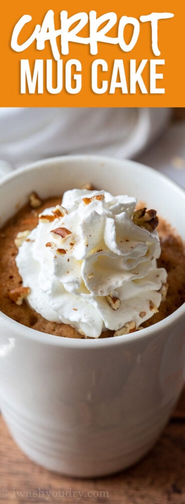 WOW! This super easy Carrot Cake Mug Cake Recipe is ready in about 5 minutes from start to finish! A great way to satisfy that sweet tooth craving!