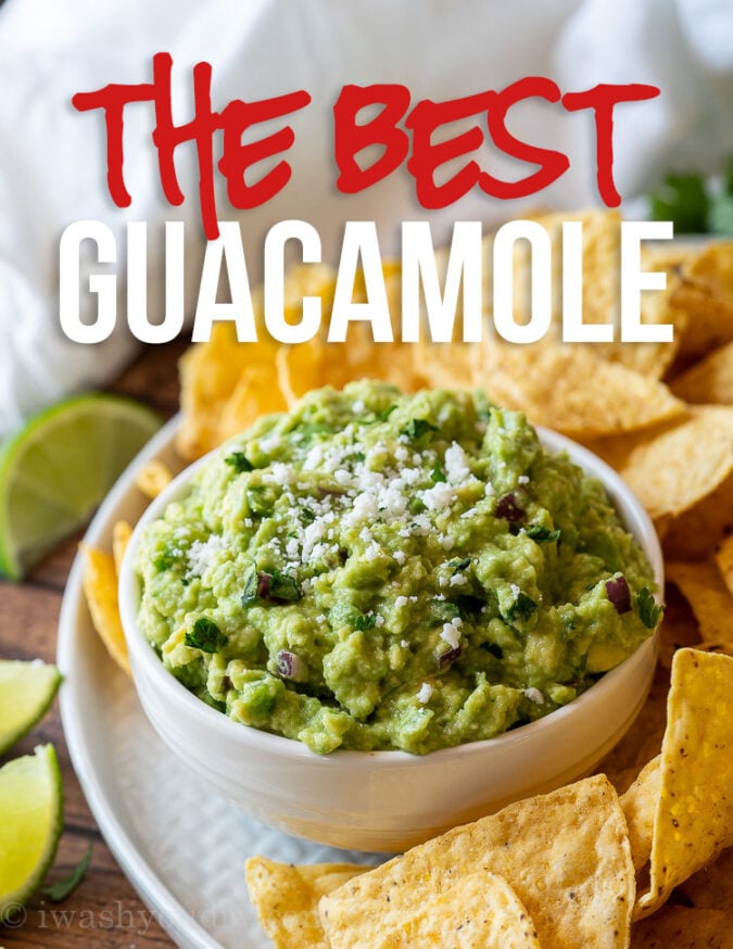 This is the BEST Classic Guacamole Recipe out there! Filled with creamy avocados, diced onion, jalapeño and just the right amount of lime juice!