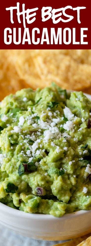 This is the BEST Classic Guacamole Recipe out there! Filled with creamy avocados, diced onion, jalapeño and just the right amount of lime juice!