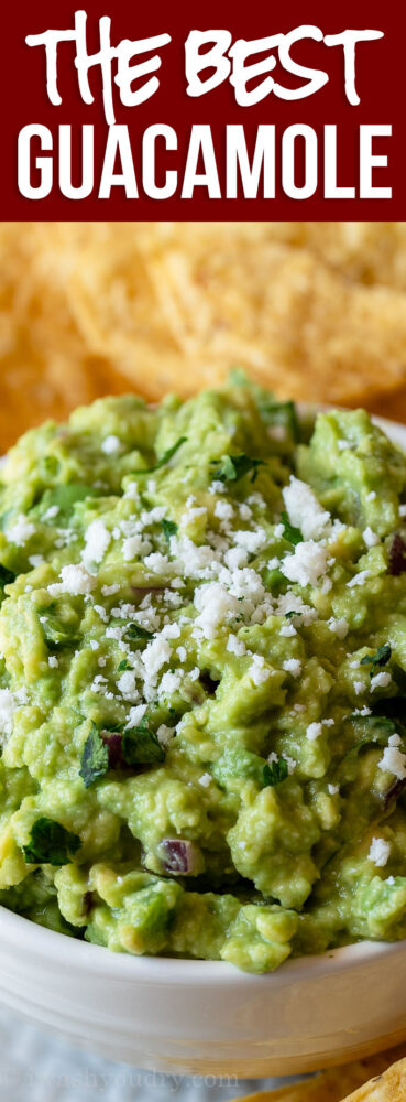 This is the BEST Classic Guacamole Recipe out there! Filled with creamy avocados, diced onion, jalapeño and just the right amount of lime juice!