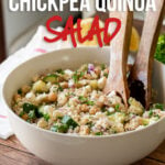 A bowl of food, with Chickpea and Cucumber