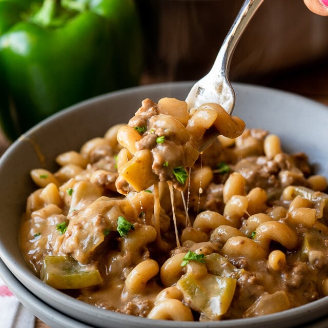 Philly Cheesesteak Pasta Skillet - I Wash You Dry