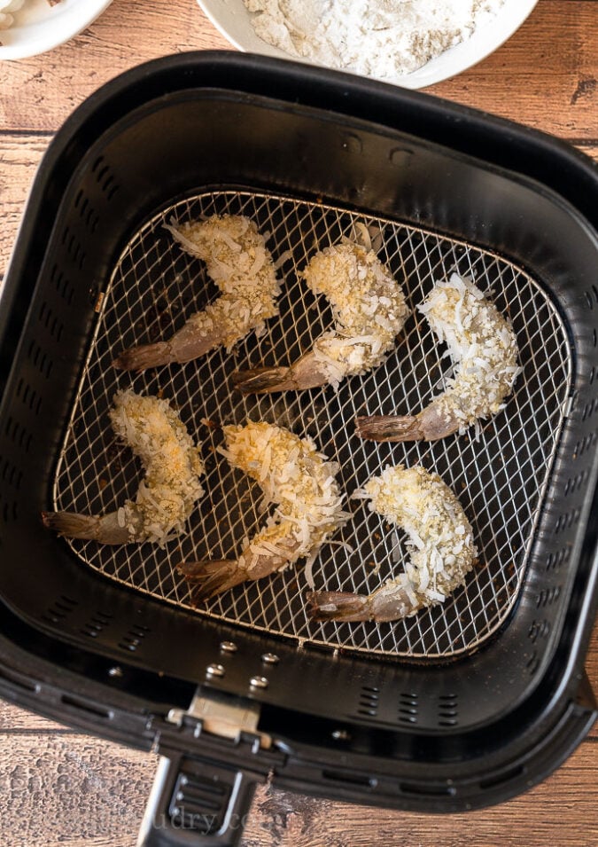 Don't overcrowd your shrimp in the fryer basket or they won't cook as evenly.