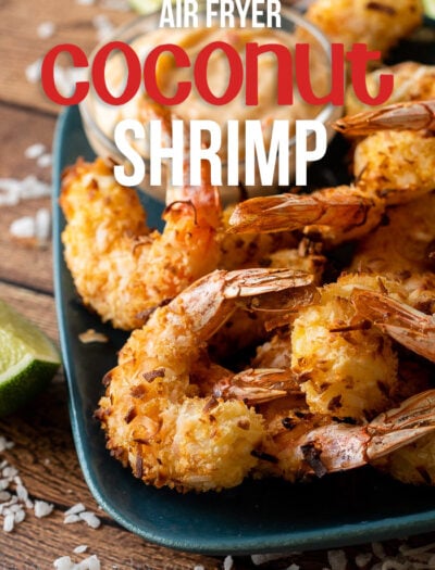 This Air Fryer Coconut Shrimp Recipe is a quick and easy with a perfectly crispy coating and tender shrimp on the inside!