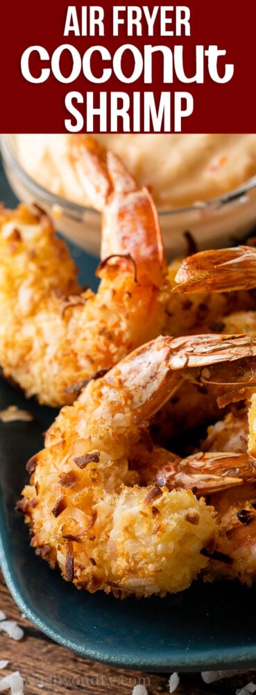 This Air Fryer Coconut Shrimp Recipe is a quick and easy with a perfectly crispy coating and tender shrimp on the inside!