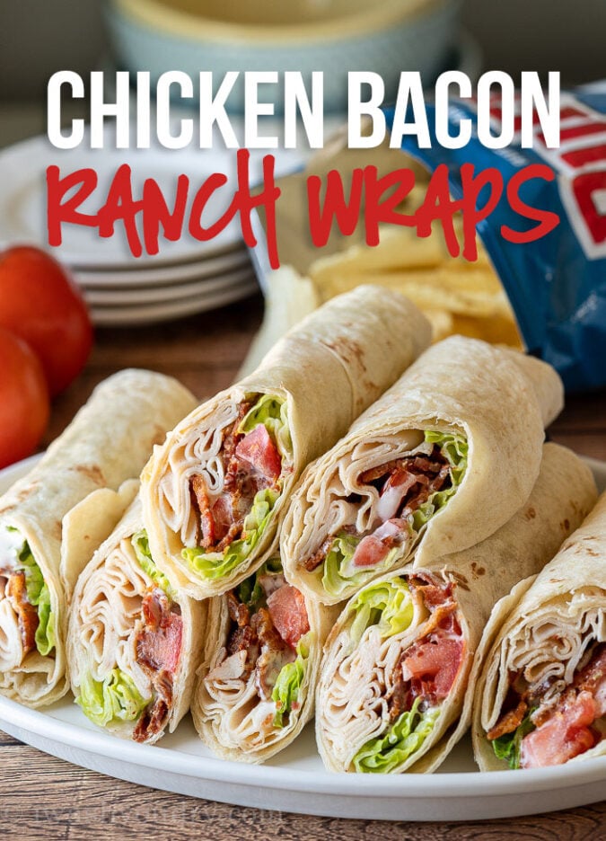 These Chicken Bacon Ranch Wraps are a super simple lunch recipe that are cool, creamy and filled with crisp bacon.