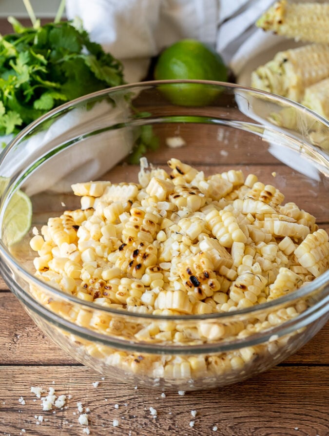 Pro tips on how to cut corn kernels away from the corn on the cob.