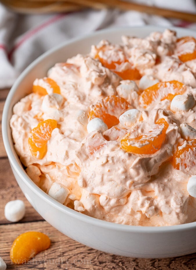 SO GOOD! I took this Orange Fluff Salad Recipe to a potluck and it was the first thing gone! Everyone raved about it and wanted the recipe!