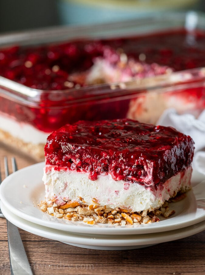 Raspberry Pretzel Salad Recipe I Wash You Dry