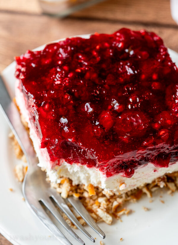 Raspberry Pretzel Salad Recipe I Wash You Dry