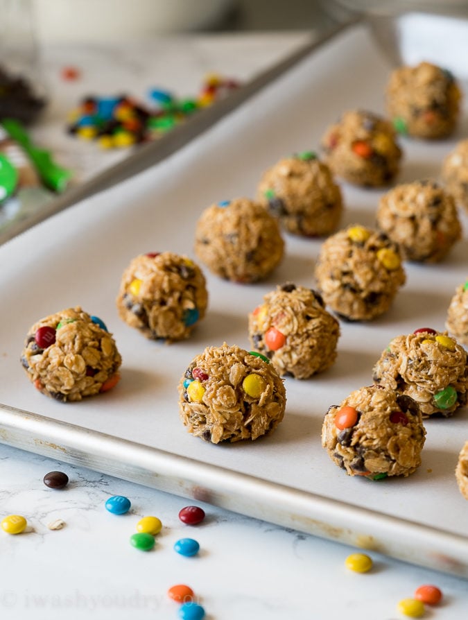 Place the no bake oatmeal cookies on a sheet of parchment paper and then refrigerate.