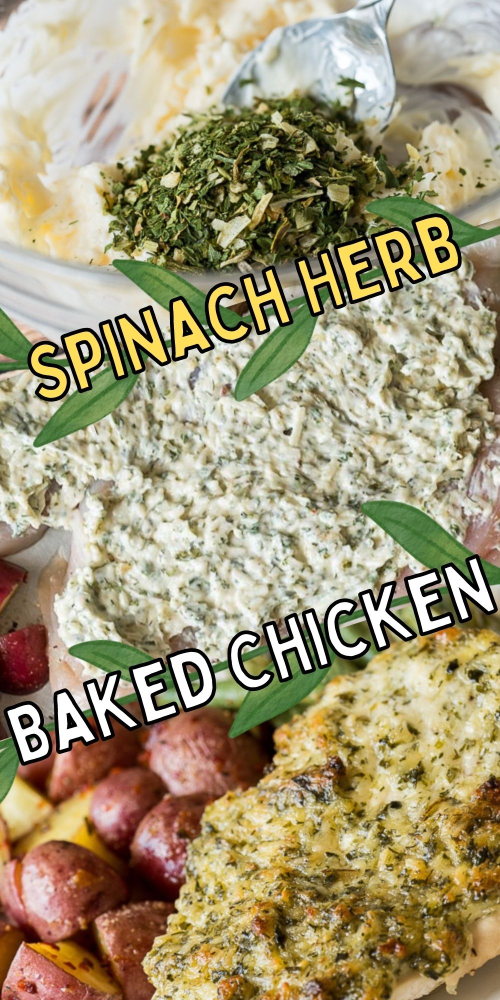 Spinach Herb Baked Chicken Recipe I Wash You Dry