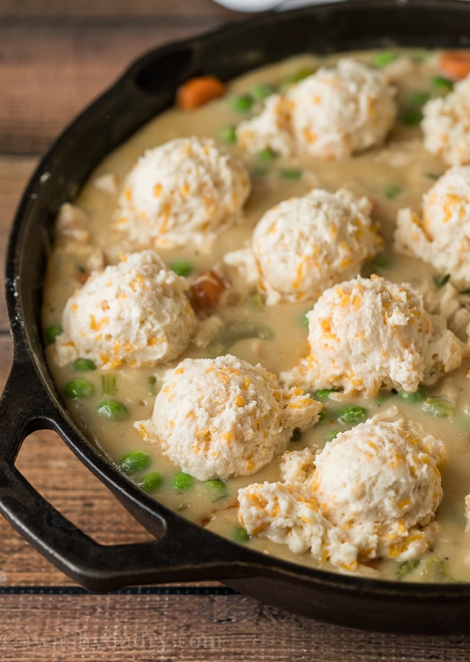 Chicken Pot Pie Biscuit Skillet - I Wash You Dry