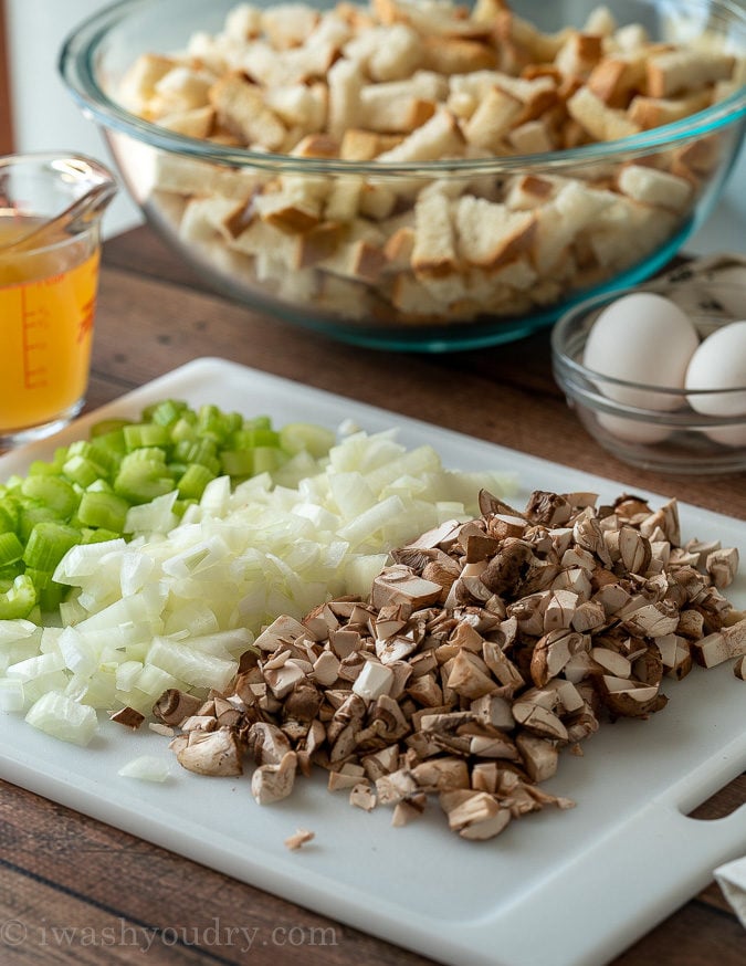 Ingredients needed to make the BEST Thanksgiving Stuffing!