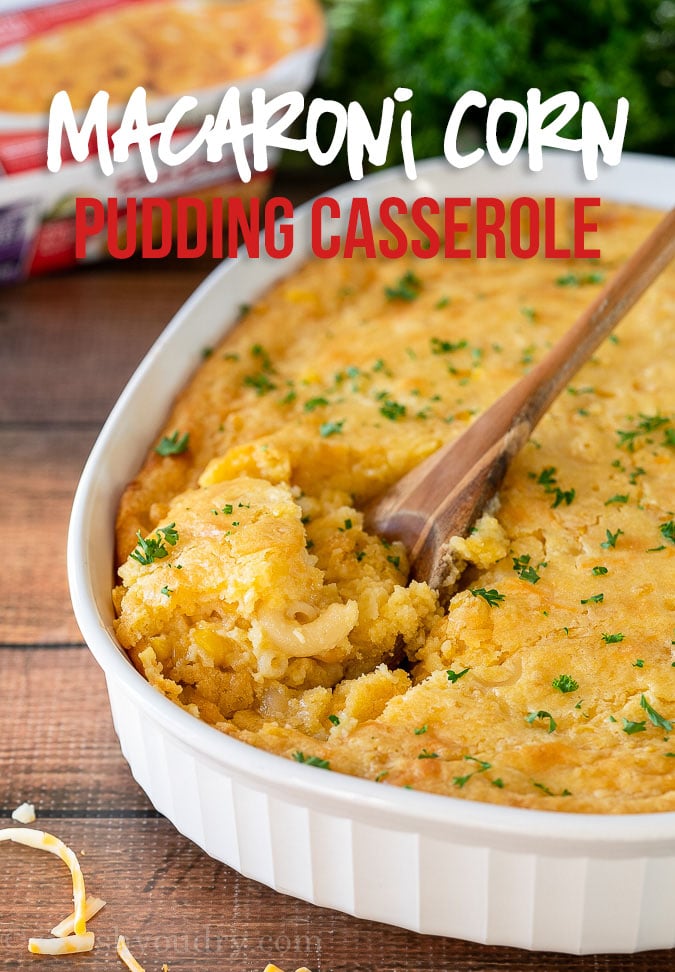 This creamy and delicious Macaroni Corn Pudding Casserole recipe is the perfect side dish to complete your holiday meal!
