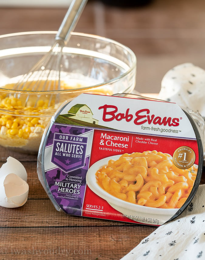 Bob Evans Original Macaroni and Cheese takes this corn pudding casserole over the top!