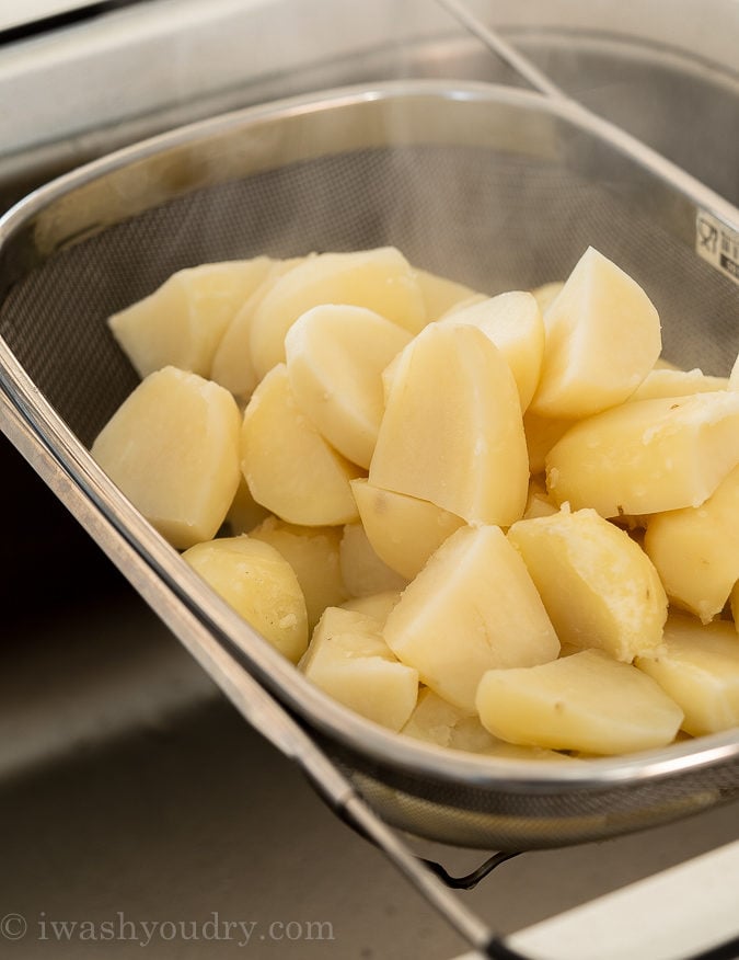 Make sure you drain the boiled potatoes really well before mashing