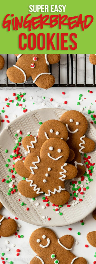 This super easy Gingerbread Cookies recipe is perfectly spiced and comes together quickly! It's easily one of our favorite Christmas cookies to make during the holidays.