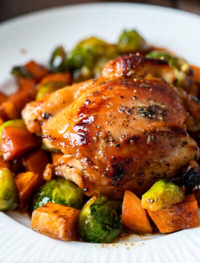 Honey Glazed Sweet Potatoes and Brussels Sprouts