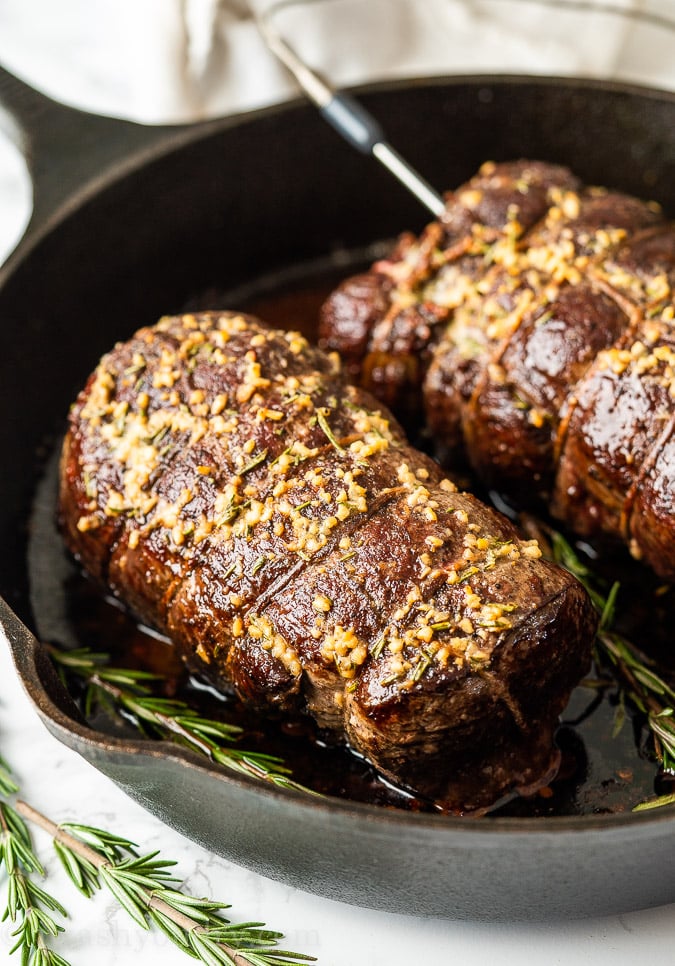 Let the beef tenderloin rest after being roasted to allow the juices inside to redistribute.