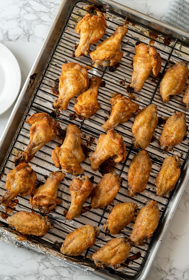 Crispy Baked Chicken Wings on baking sheet