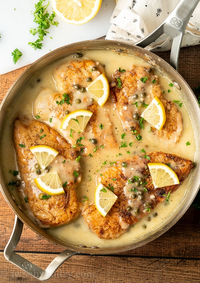 Seared chicken in a creamy lemon wine sauce is a classic Italian dinner!