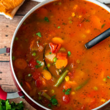 Delicious and easy Vegetable Soup can also be made in the slow cooker!