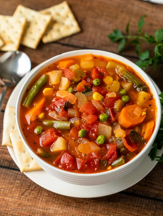 Quick Vegetable Soup is ready in about 45 minutes! My family LOVES this recipe!