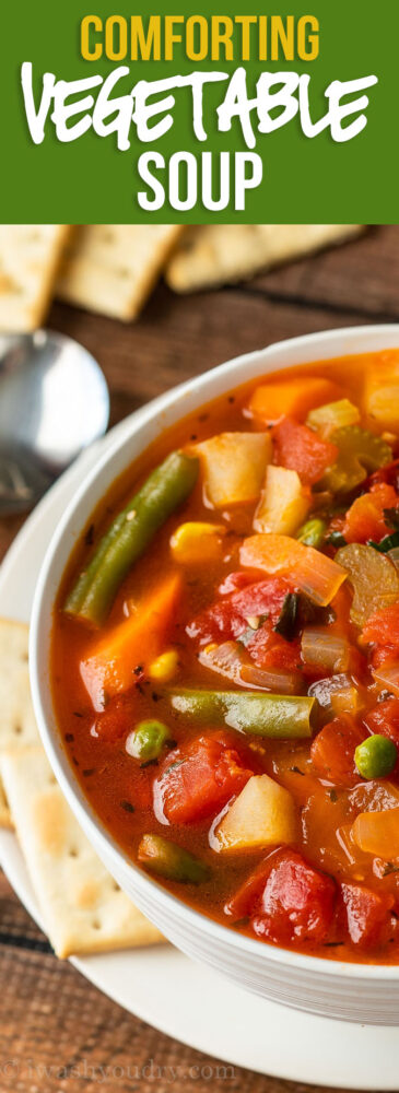 YUM! My family LOVED this soup~ Delicious and easy Vegetable Soup can also be made in the slow cooker!