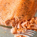 Perfectly cooked baked salmon that's flaky and tender