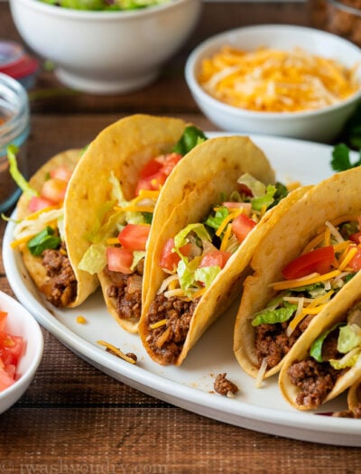 This Ground Beef Tacos Recipe is quick and easy with the most flavorful taco meat out there!