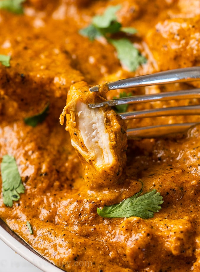 Juicy and tender Butter Chicken in a silky smooth and rich sauce.