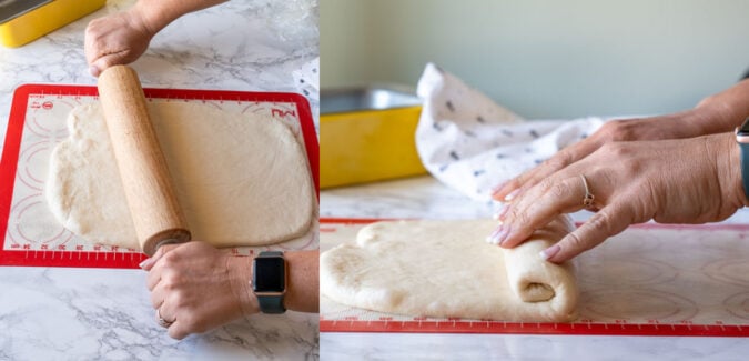 Rolling sandwich bread into loaves