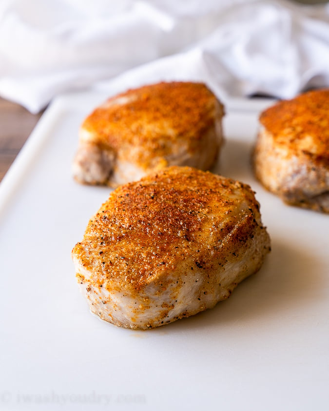 Perfectly baked pork chops with a simple seasoning blend resulting in juicy and tender pork.