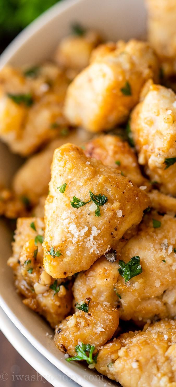 Garlic Parmesan Chicken Bites I Wash You Dry