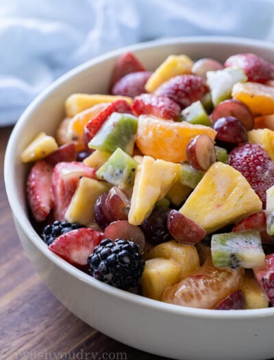 Fresh Fruit Salad with a creamy honey lime dressing