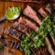 Skirt Steak with green chimichurri sauce on top