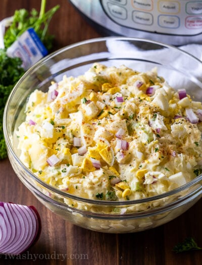 This lightened up Instant Pot Potato Salad is a fun and tasty side dish that's perfect for all your potlucks and family gatherings. 
