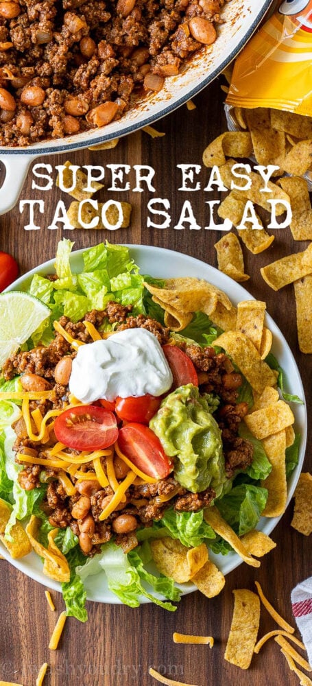 Quick and Easy Taco Salad recipe for busy weeknights.
