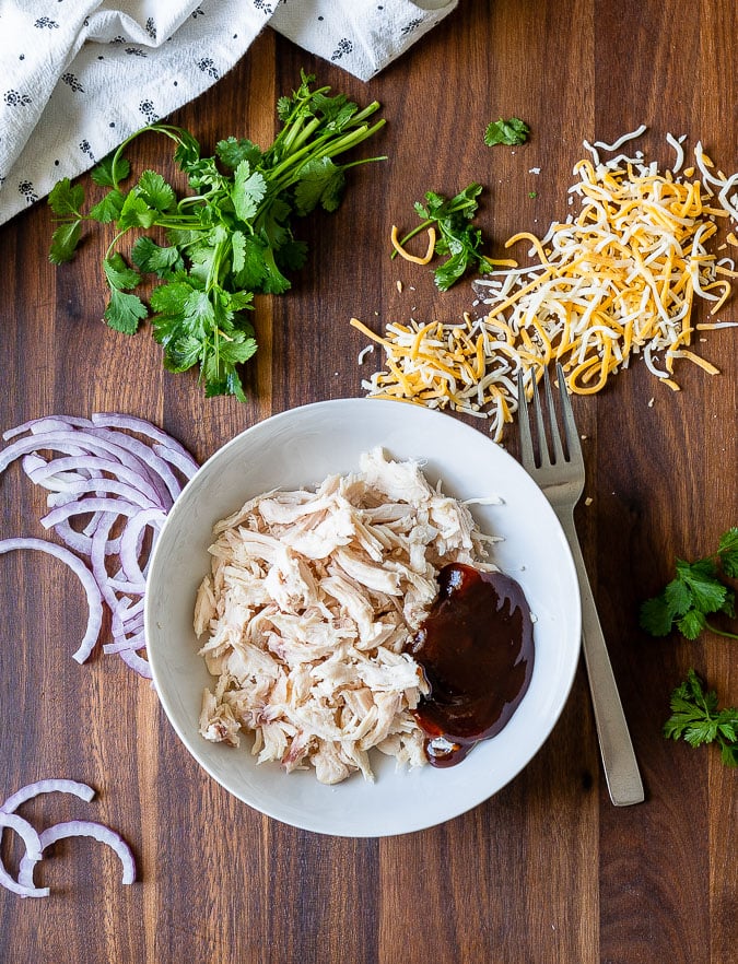 Ingredients needed laid out on a cutting board