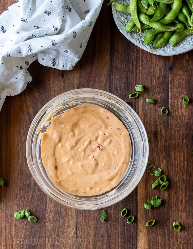 Bang bang sauce in a bowl